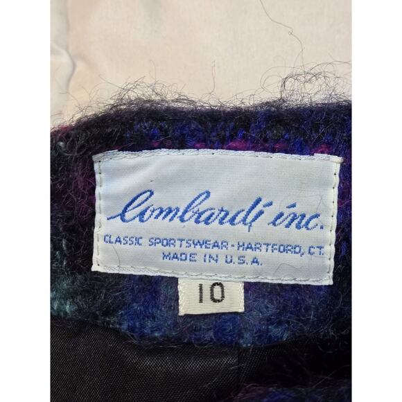 Vintage Lombardi Open Front USA Made Fuzzy Plaid Blazer Jacket 10 M Mohair Wool - Picture 8 of 8